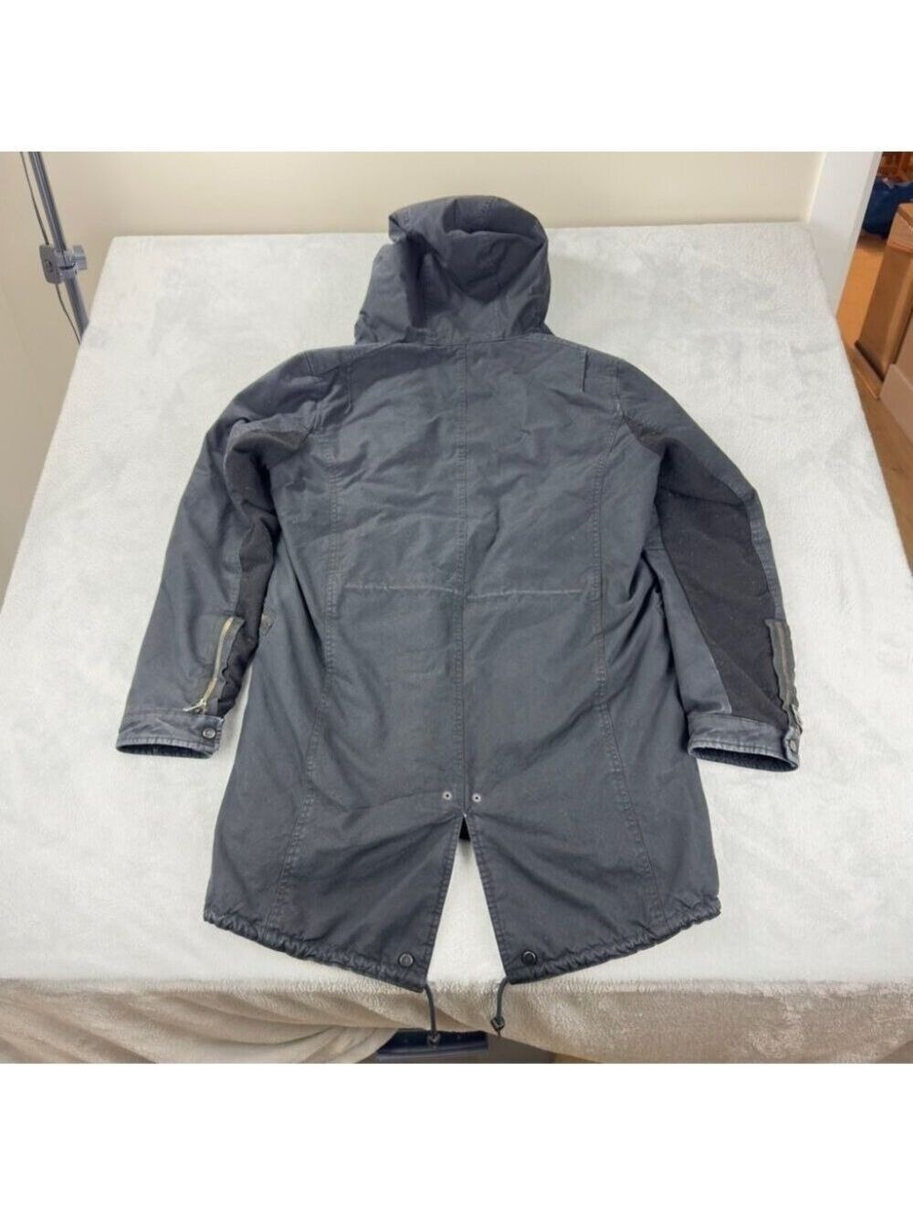 All Saints Men's Size Small Kray Black Parka Made in Turkey British Millerain - Picture 4 of 13